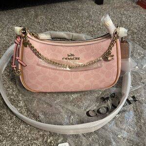 Coach Powder Pink Teri Shoulder Bag with Floral and Heart Charms